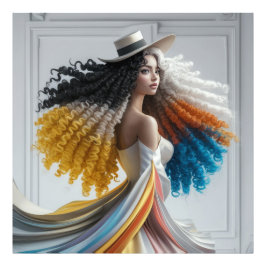 Foto Elegância em contraste Mulher de Cabelo Curvo