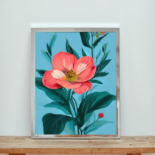 Foto Elegância em sangue: Flor rosa em azul