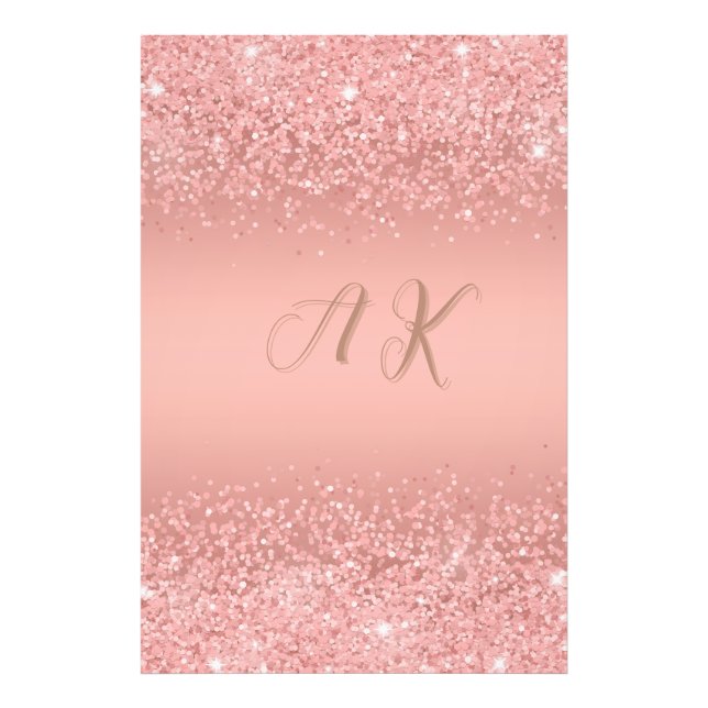 Foto Elegant Rose Gold Luxe Shimmer Monogram (Frente)