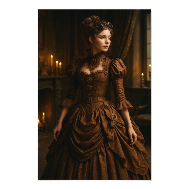 Foto Elegant Steampunk Victorian Lady in Brown  (Frente)