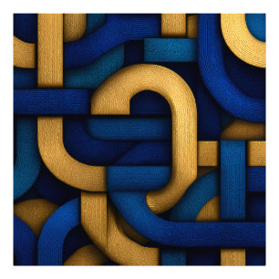Foto Elegante Abstrato Trançado em Azul e Dourado Inspi
