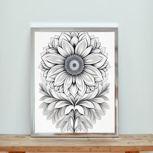 Foto Elegante Design Floral Branco e Preto