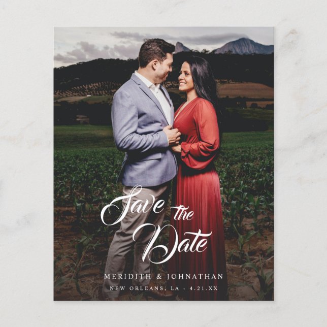 Foto Elegante do Rico de Orçamento Salvar a Data (Frente)