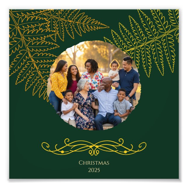 Foto Elegante Dourada Leaf Fern, Arte de Muro de Natal (Frente)