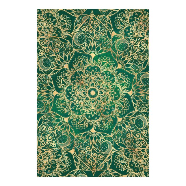Foto Elegante Dourado Floral Mandala Green Design (Frente)