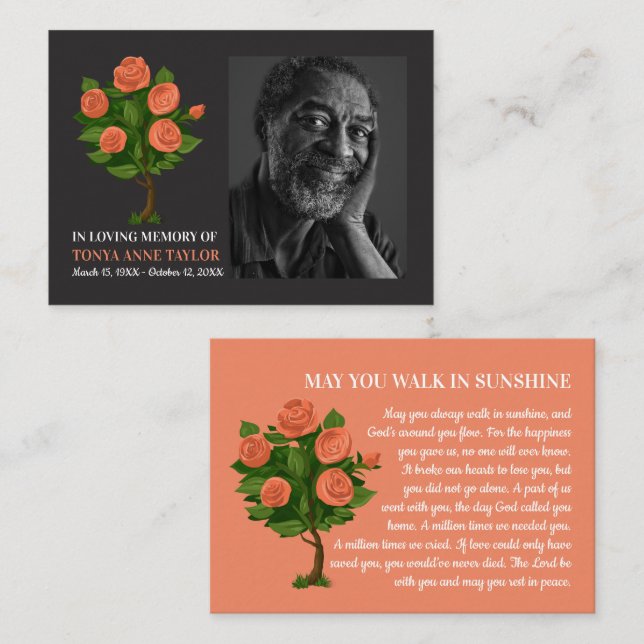 Foto Elegante, Rosa Bush, Cartão de Oração (Frente/Verso)