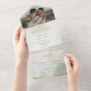 Foto Elegante Rustic Green Dourada Watercolor