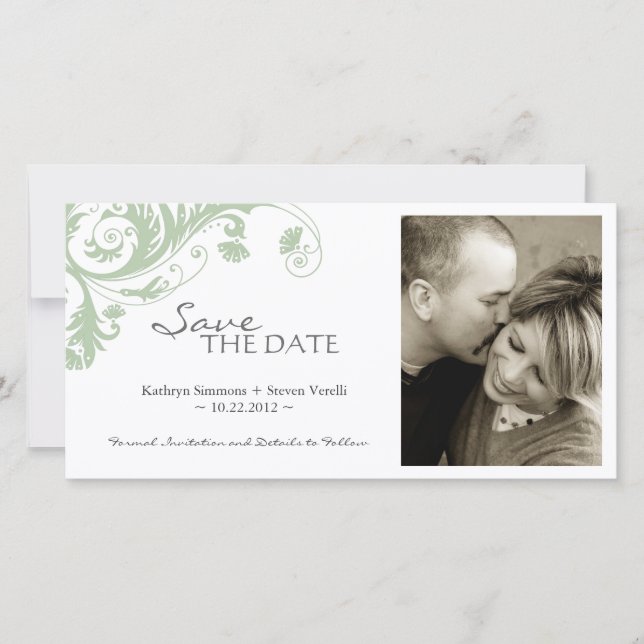 Foto Elegante Salvar O Convite De Data (Frente)