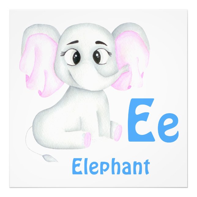 Foto Elephant personalize ABC: Carta E - Adicione seu n (Frente)