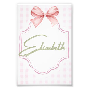 Foto Elizabeth Baby Girl Nursery Gingham Personalizada