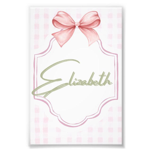 Foto Elizabeth Baby Girl Nursery Gingham Personalizada (Frente)