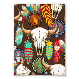 Foto Emblema Nativo Americano de Crânio de Búfalo