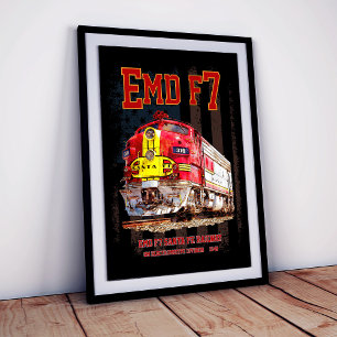 Foto EMD F7 Santa Fe Warbonnet com Bandeira Americana.