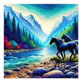 Foto Encontro Majestoso no Vale Vibrante Digital Elegan