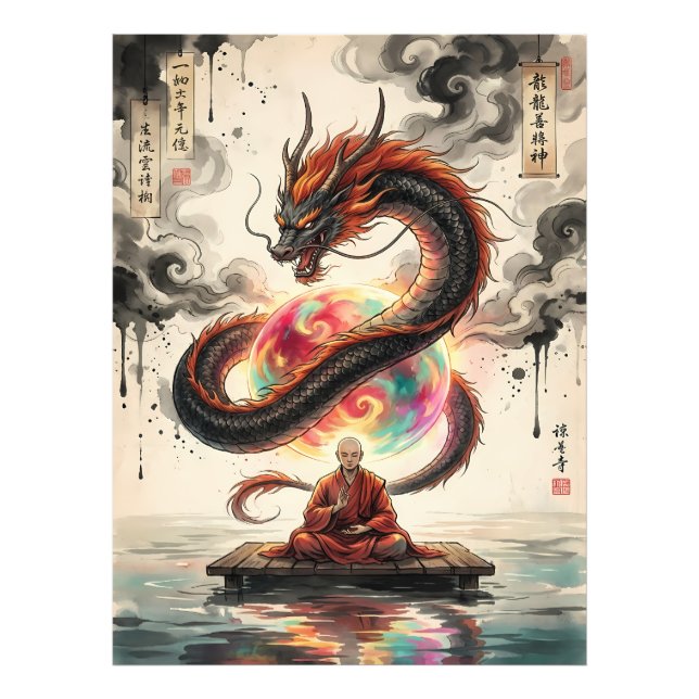 Foto Encontro Sereno: Monge e o Dragão Celestial (Frente)