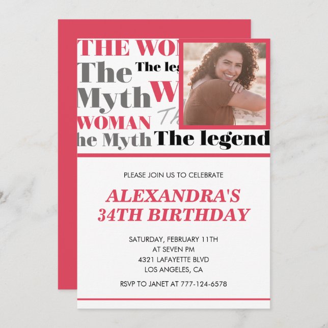 Foto engraçada Convite de 34 anos Contemporâneo (Frente/Verso)