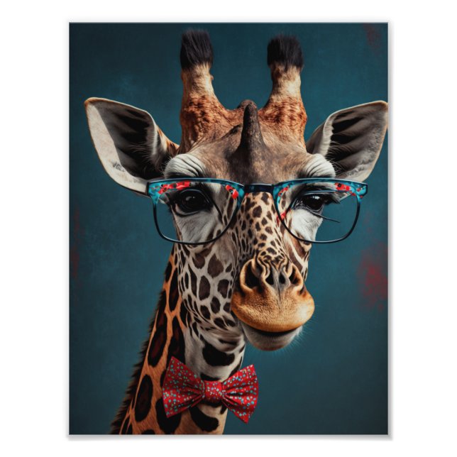 Foto Engraçado Girafa Hipster Retratos Animais Engraçad (Frente)