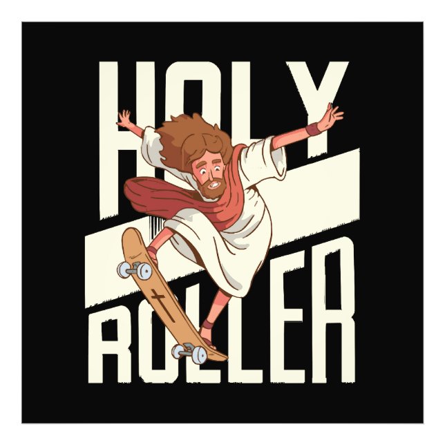 Foto Engraçado Jesus de Roller Patins Sagrado (Frente)