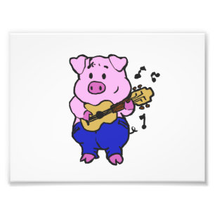 Foto Engraçado Pig tocando violão  escolher cor de fu