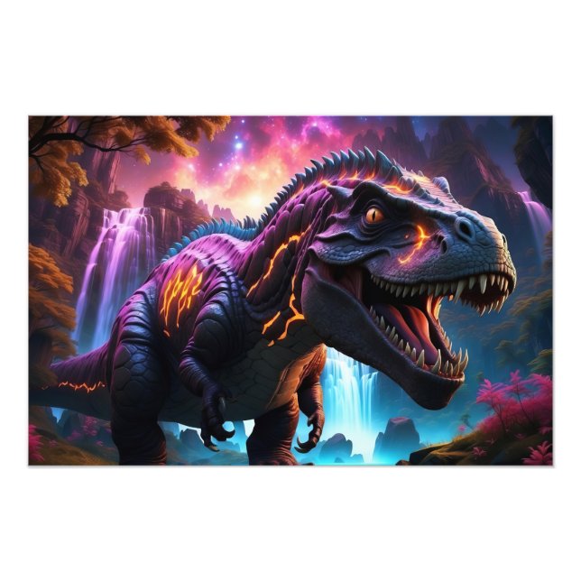 Foto Epic Cosmic Dinossaur Fantasy Vibrant Landscape Ph (Frente)