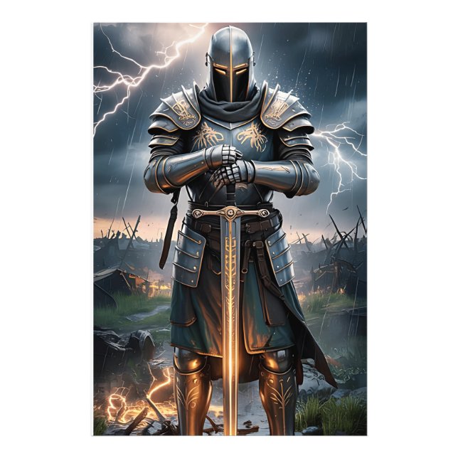 Foto Epic Knight Warrior Digital Poster Medieval Fantas (Frente)