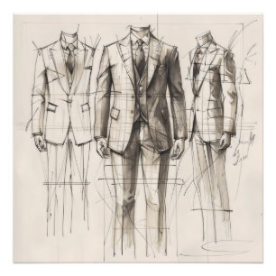 Foto Esboço de Moda de Terno Antigo