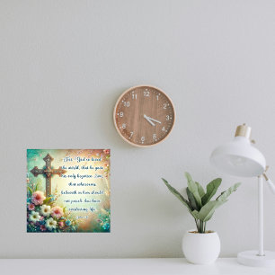 Foto Escritura Verso John 3:16 Páscoa Floral Cross
