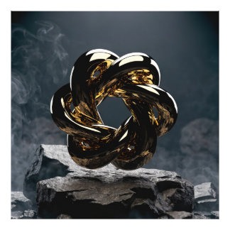 Foto Escultura Geométrica Abstrata de Ouro de Luxo - Mo