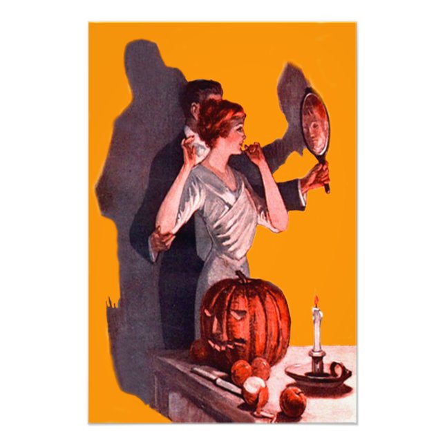 Foto Espelho de Casal Art Deco Abóbora Jack O Lantern (Frente)