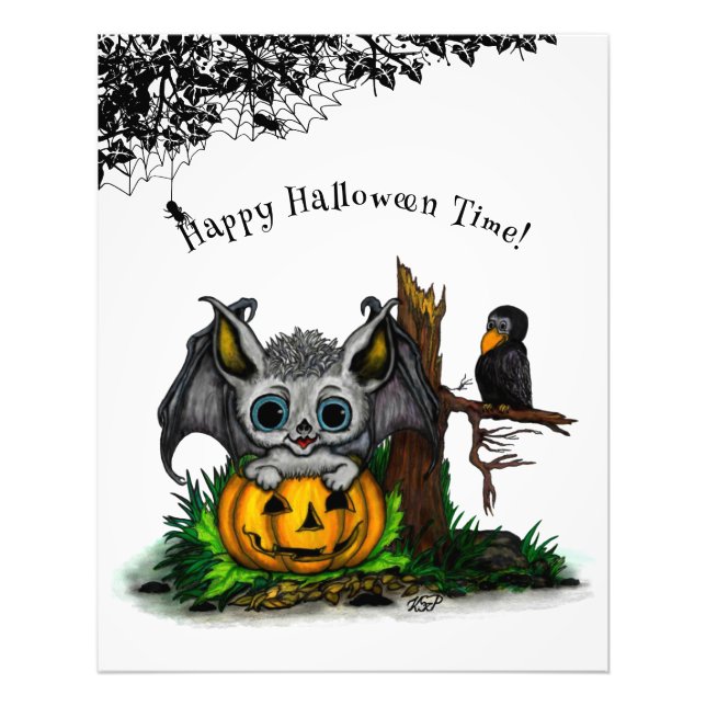Foto Esperando o Halloween, Cute Bat e Raven (Frente)