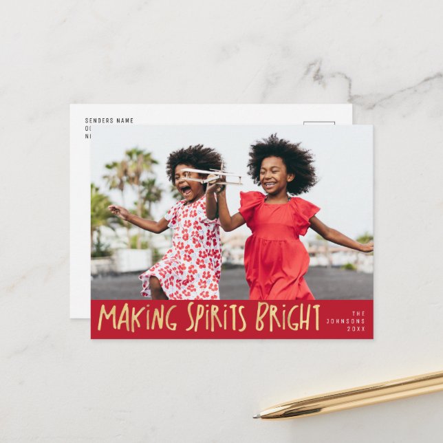 foto espíritos brilhantes cartão postal de natal a (Frente/Verso In Situ)