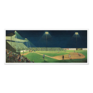 Foto Esportes Antigos, Jogo de Beisebol à Noite