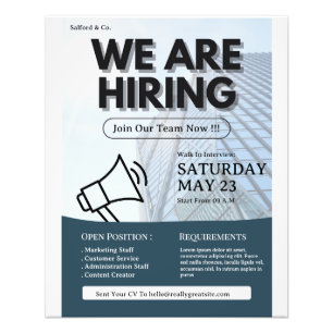 Foto Estamos Contratando Panfleto, Vaga de Emprego, Pan