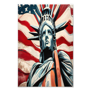 Foto Estátua Moderna da Liberdade com Arte de Bandeira 