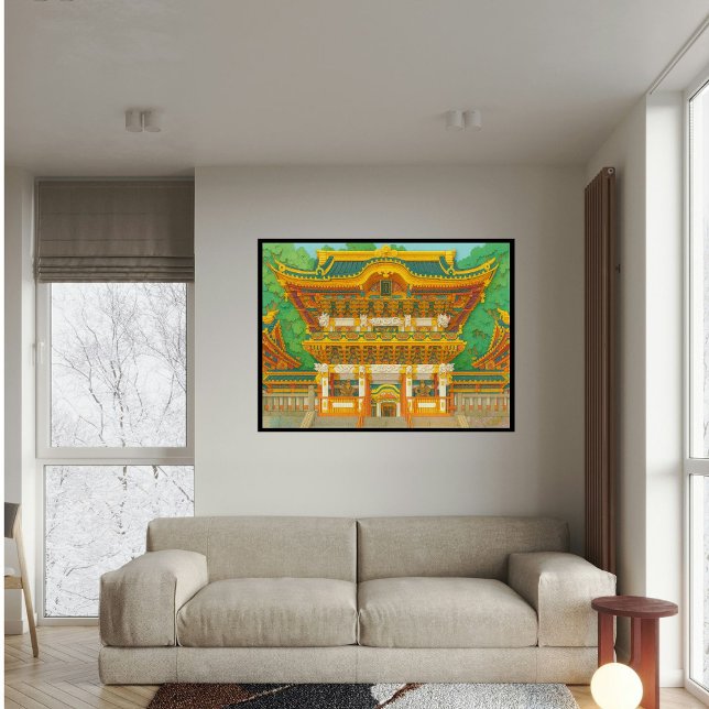 Foto Estética de Viagem de Paisagem de Templo Personali (Yomeimon gate, Nikko Japan. 
Paper cutting style art.)