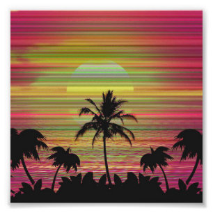 Foto Estética Vaporwave Pôr do Sol Caribenho Retro 80s 