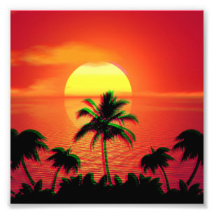 Foto Estética Vaporwave Pôr do Sol Caribenho Retro 80s 