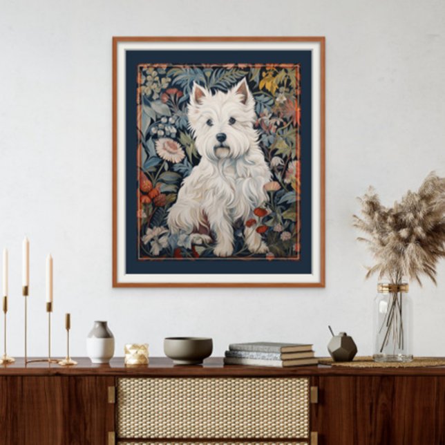 Foto Estilo de Tapeçaria Westile, Terrier Westie, na We (Frame and mat not included.)