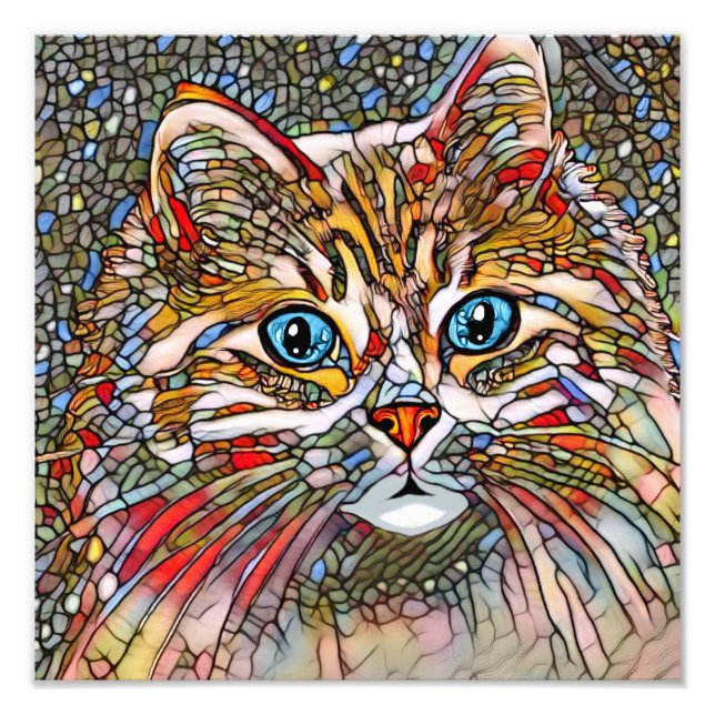 Foto Estilo Mosaico Multicolorido Cat 699 arte digital (Frente)