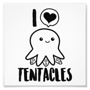 Foto Eu Adoro Tentáculos T-shirt Cute Octopus Tee