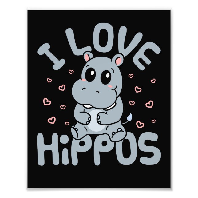 Foto Eu Amo Hippos Cute Hippopotamus Lover (Frente)
