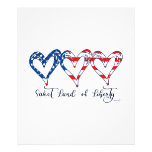 Foto EUA Flag Patriotic Hearts 4 de julho Sweet Land o