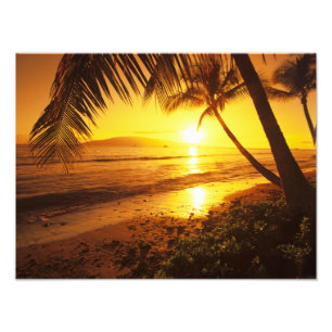 Foto EUA, Havaí, Maui, Pôr do sol colorido em um 2