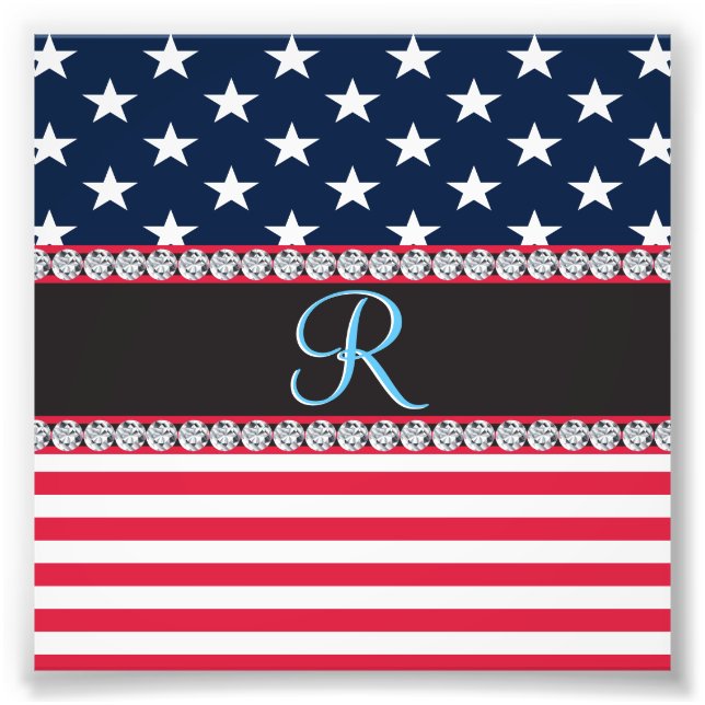 Foto EUA Stars Stripes Script Monograma Dazzling (Frente)