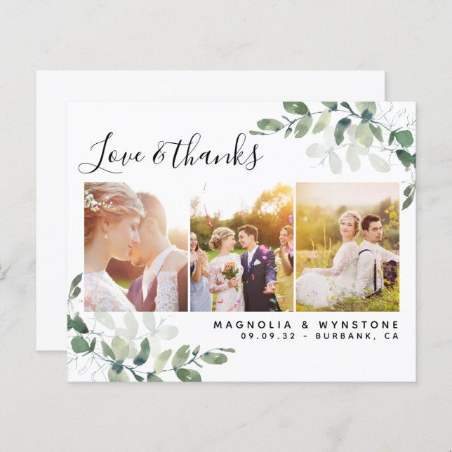 Foto Eucalyptus Wedding QR Cartões de agradeciment (Frente/Verso)