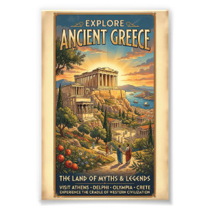Foto Explorar Cartaz de Viagem Vintage Grécia Antiga