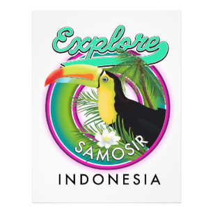 Foto explorar o logotipo do viagem de Samosir indonesia