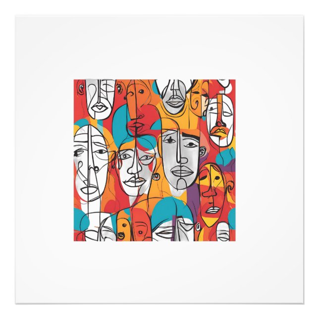 Foto Faces de Abstrato vibrantes - Arte de Linha Contem (Frente)