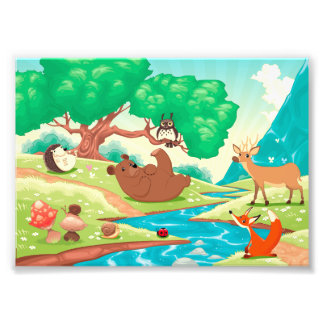 Foto Família de animais na madeira.