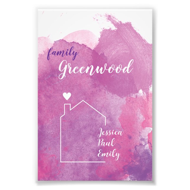 Foto Familien-Poster mit Namen zur Geburt, Einzug (Frente)